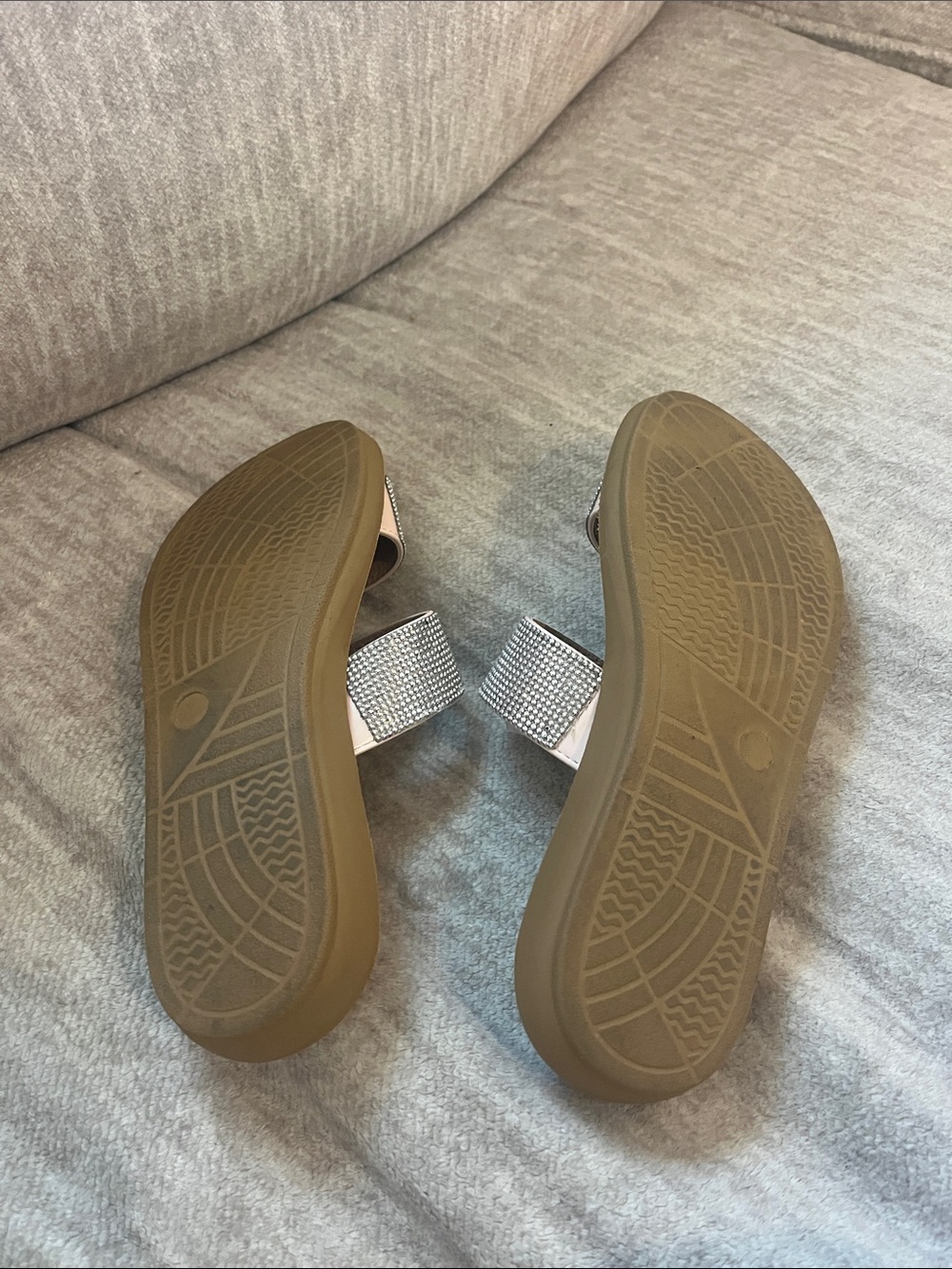 UNIONBAY Silver Crystal Double-Band Slide Sandals - Picture 5 of 5
